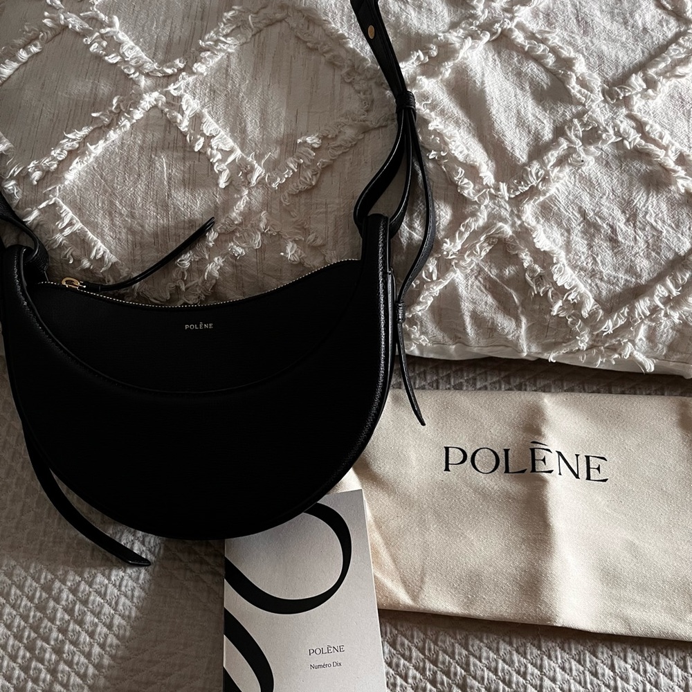 Polene Numero Dix Black Leather Crossbody/Shoulder Bag 100% Authentic